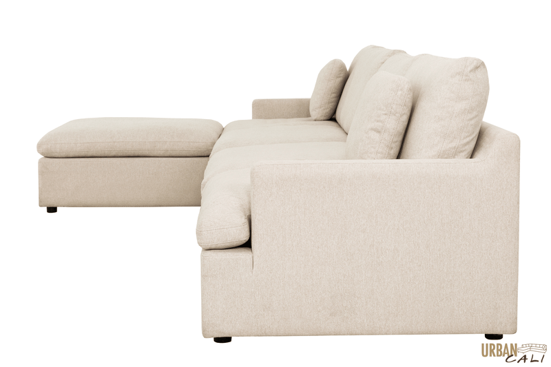 Urban Cali Sectional Long Beach Large Modular Sectional Sofa with Ottoman in Axel Beige