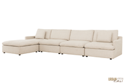 Urban Cali Sectional Long Beach Large Modular Sectional Sofa with Ottoman in Axel Beige