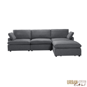Urban Cali Sectional Long Beach Medium Modular Sectional Sofa with Ottoman - Available in 2 Colours