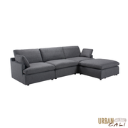 Urban Cali Sectional Long Beach Medium Modular Sectional Sofa with Ottoman - Available in 2 Colours