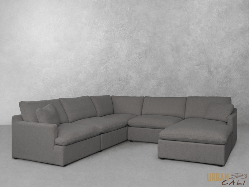 Urban Cali Sectional Long Beach Modular Corner Sectional Sofa with Ottoman - Available in 2 Colours