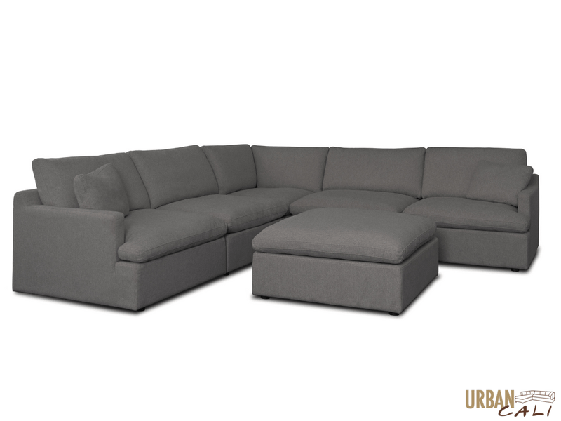 Urban Cali Sectional Long Beach Modular Corner Sectional Sofa with Ottoman - Available in 2 Colours