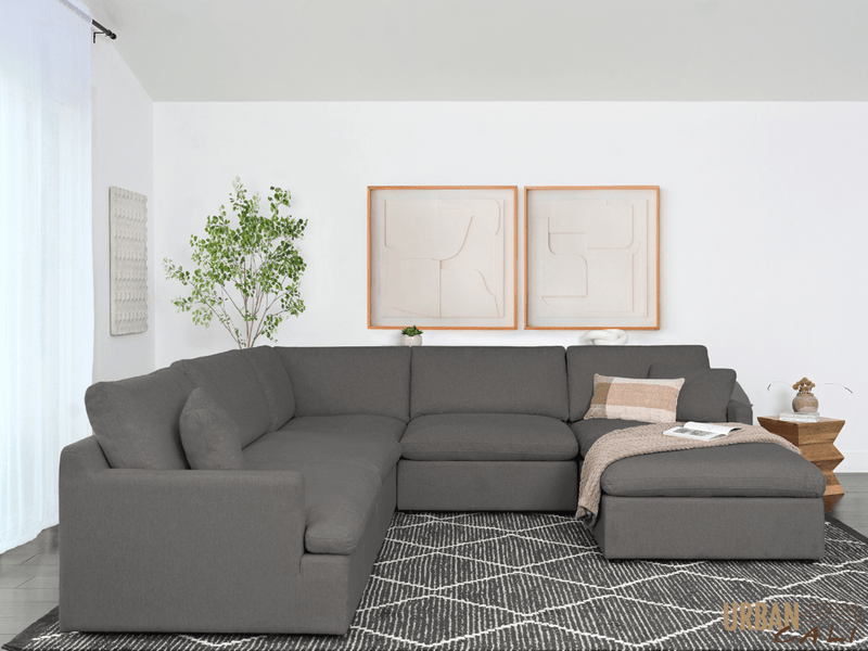 Urban Cali Sectional Long Beach Modular Corner Sectional Sofa with Ottoman - Available in 2 Colours
