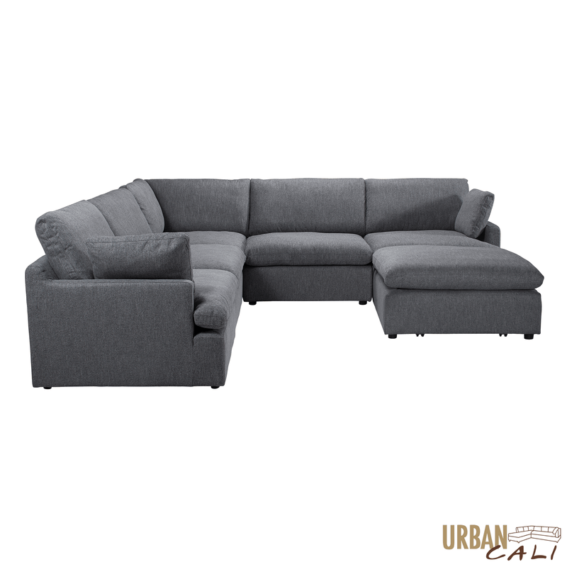 Urban Cali Sectional Long Beach Modular Corner Sectional Sofa with Ottoman - Available in 2 Colours