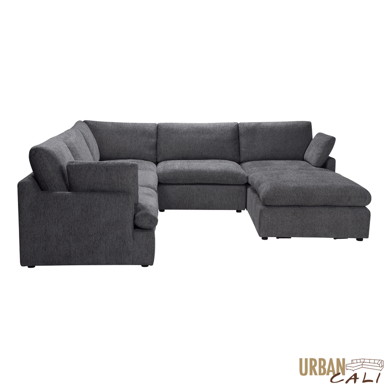 Urban Cali Sectional Long Beach Modular Corner Sectional Sofa with Ottoman - Available in 3 Colours
