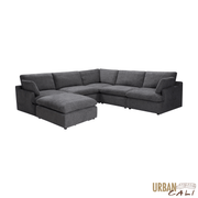 Urban Cali Sectional Long Beach Modular Corner Sectional Sofa with Ottoman - Available in 3 Colours