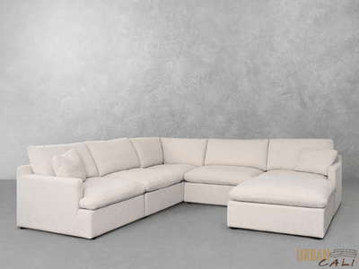 Urban Cali Sectional Long Beach Modular Corner Sectional Sofa with Ottoman in Axel Beige