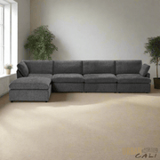 Urban Cali Sectional Long Beach Modular L-Shaped Sectional Sofa with Ottoman - Available in 3 Colours