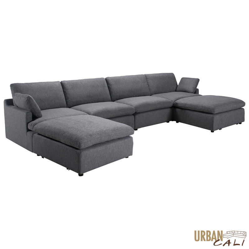 Urban Cali Sectional Long Beach Modular U-Shaped Sectional Sofa - Available in 2 Colours