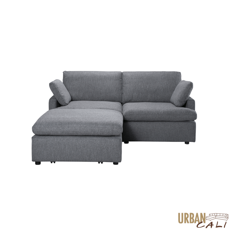 Urban Cali Sectional Long Beach Small Modular Sectional Sofa with Ottoman - Available in 2 Colours