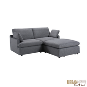 Urban Cali Sectional Long Beach Small Modular Sectional Sofa with Ottoman - Available in 2 Colours