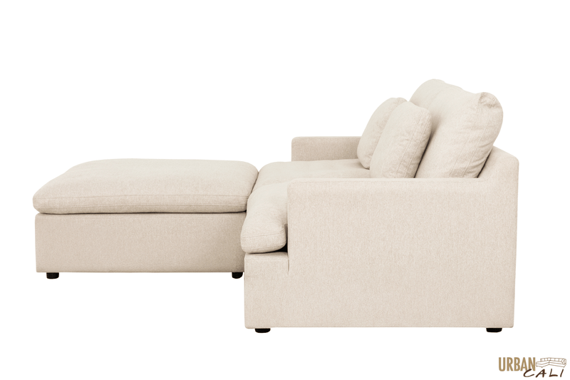 Urban Cali Sectional Long Beach Small Modular Sectional Sofa with Ottoman in Axel Beige