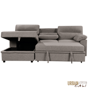 Urban Cali Sectional Malibu 94.5" Wide Sleeper Sectional Sofa Bed with Pull Down Tray, Cupholders Wireless Charger and Storage Chaise - Available in 2 Colours