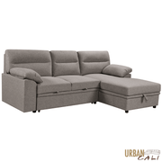 Urban Cali Sectional Malibu 94.5" Wide Sleeper Sectional Sofa Bed with Pull Down Tray, Cupholders Wireless Charger and Storage Chaise - Available in 2 Colours