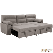 Urban Cali Sectional Malibu 94.5" Wide Sleeper Sectional Sofa Bed with Pull Down Tray, Cupholders Wireless Charger and Storage Chaise - Available in 2 Colours