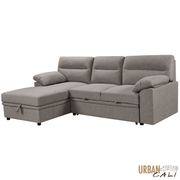 Urban Cali Sectional Malibu 94.5" Wide Sleeper Sectional Sofa Bed with Pull Down Tray, Cupholders Wireless Charger and Storage Chaise - Available in 2 Colours