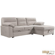 Urban Cali Sectional Malibu 94.5" Wide Sleeper Sectional Sofa Bed with Pull Down Tray, Cupholders Wireless Charger and Storage Chaise - Available in 2 Colours