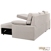 Urban Cali Sectional Malibu 94.5" Wide Sleeper Sectional Sofa Bed with Pull Down Tray, Cupholders Wireless Charger and Storage Chaise - Available in 2 Colours
