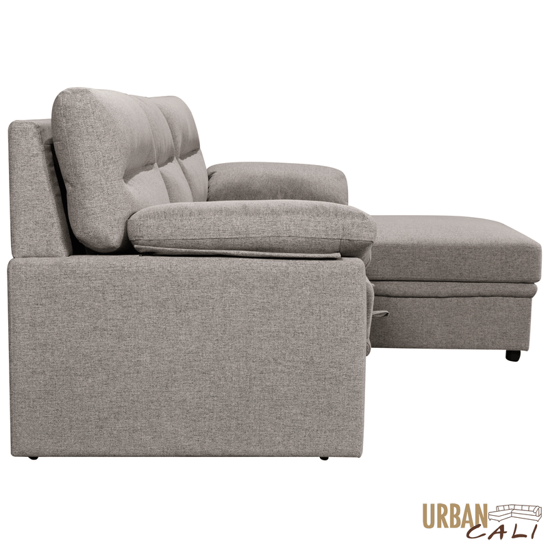 Urban Cali Sectional Malibu 94.5" Wide Sleeper Sectional Sofa Bed with Pull Down Tray, Cupholders Wireless Charger and Storage Chaise - Available in 2 Colours