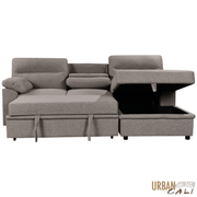 Urban Cali Sectional Malibu 94.5" Wide Sleeper Sectional Sofa Bed with Pull Down Tray, Cupholders Wireless Charger and Storage Chaise - Available in 2 Colours