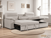 Urban Cali Sectional Malibu 94.5" Wide Sleeper Sectional Sofa Bed with Pull Down Tray, Cupholders Wireless Charger and Storage Chaise - Available in 2 Colours