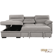 Urban Cali Sectional Malibu 94.5" Wide Sleeper Sectional Sofa Bed with Pull Down Tray, Cupholders Wireless Charger and Storage Chaise - Available in 2 Colours