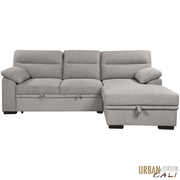 Urban Cali Sectional Malibu 94.5" Wide Sleeper Sectional Sofa Bed with Pull Down Tray, Cupholders Wireless Charger and Storage Chaise - Available in 2 Colours