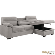 Urban Cali Sectional Malibu 94.5" Wide Sleeper Sectional Sofa Bed with Pull Down Tray, Cupholders Wireless Charger and Storage Chaise - Available in 2 Colours