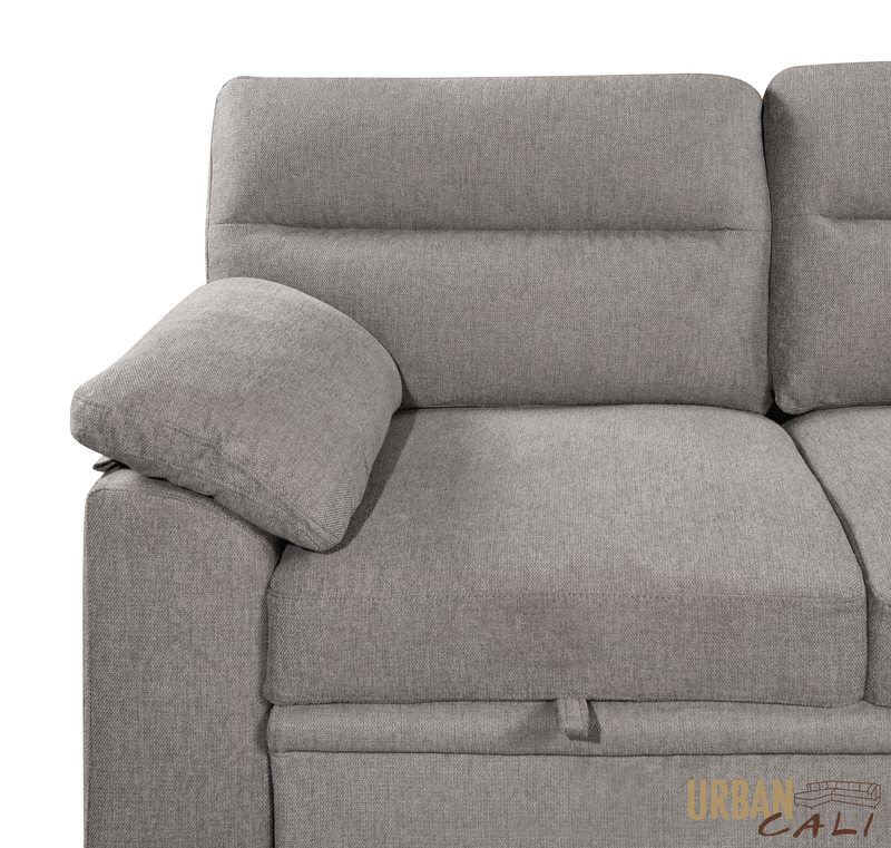 Urban Cali Sectional Malibu 94.5" Wide Sleeper Sectional Sofa Bed with Pull Down Tray, Cupholders Wireless Charger and Storage Chaise - Available in 2 Colours