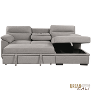 Urban Cali Sectional Malibu 94.5" Wide Sleeper Sectional Sofa Bed with Pull Down Tray, Cupholders Wireless Charger and Storage Chaise - Available in 2 Colours