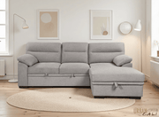 Urban Cali Sectional Malibu 94.5" Wide Sleeper Sectional Sofa Bed with Pull Down Tray, Cupholders Wireless Charger and Storage Chaise - Available in 2 Colours