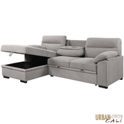 Urban Cali Sectional Malibu 94.5" Wide Sleeper Sectional Sofa Bed with Pull Down Tray, Cupholders Wireless Charger and Storage Chaise - Available in 2 Colours