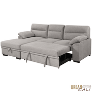 Urban Cali Sectional Malibu 94.5" Wide Sleeper Sectional Sofa Bed with Pull Down Tray, Cupholders Wireless Charger and Storage Chaise - Available in 2 Colours