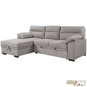 Urban Cali Sectional Malibu 94.5" Wide Sleeper Sectional Sofa Bed with Pull Down Tray, Cupholders Wireless Charger and Storage Chaise - Available in 2 Colours