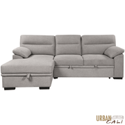 Urban Cali Sectional Malibu 94.5" Wide Sleeper Sectional Sofa Bed with Pull Down Tray, Cupholders Wireless Charger and Storage Chaise - Available in 2 Colours