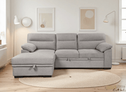 Urban Cali Sectional Malibu 94.5" Wide Sleeper Sectional Sofa Bed with Pull Down Tray, Cupholders Wireless Charger and Storage Chaise - Available in 2 Colours