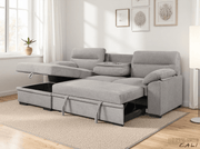 Urban Cali Sectional Malibu 94.5" Wide Sleeper Sectional Sofa Bed with Pull Down Tray, Cupholders Wireless Charger and Storage Chaise - Available in 2 Colours