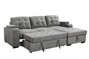 Urban Cali Sectional Right Facing Chaise Avila 98.5" Wide Sleeper Sectional Sofa Bed with Cupholders and Storage Chaise in Ulani Ash