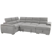 Urban Cali Sectional Right Facing Chaise Bel Air 123.5" Wide Large Modular Sleeper Sectional Sofa Bed with Storage Chaise in Thora Stone