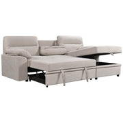 Urban Cali Sectional Right Facing Chaise / Belfast Beige Malibu 94.5" Wide Sleeper Sectional Sofa Bed with Pull Down Tray, Cupholders Wireless Charger and Storage Chaise - Available in 2 Colours