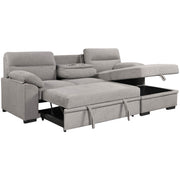 Urban Cali Sectional Right Facing Chaise / Belfast Grey Malibu 94.5" Wide Sleeper Sectional Sofa Bed with Pull Down Tray, Cupholders Wireless Charger and Storage Chaise - Available in 2 Colours