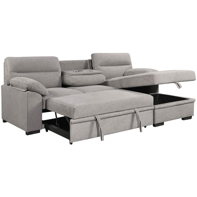 Urban Cali Sectional Right Facing Chaise / Belfast Grey Malibu 94.5" Wide Sleeper Sectional Sofa Bed with Pull Down Tray, Cupholders Wireless Charger and Storage Chaise - Available in 2 Colours