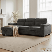 Urban Cali Sectional Savio 96" Wide Sleeper Sectional Sofa Bed with Reversible Storage Chaise in Bev Slate