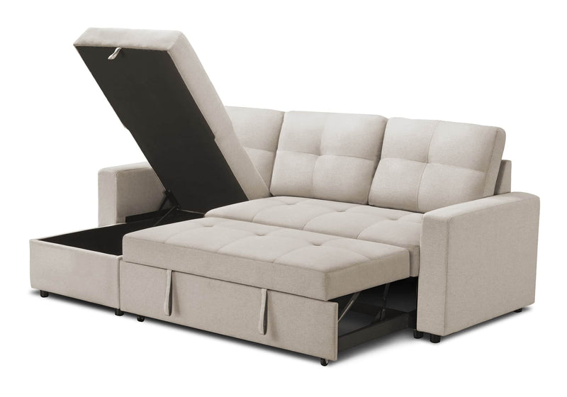 Urban Cali Sectional Sofa Beige Venice 89.5" Wide Sleeper Sectional Sofa Bed with Reversible Storage Chaise - Available in 5 Colours