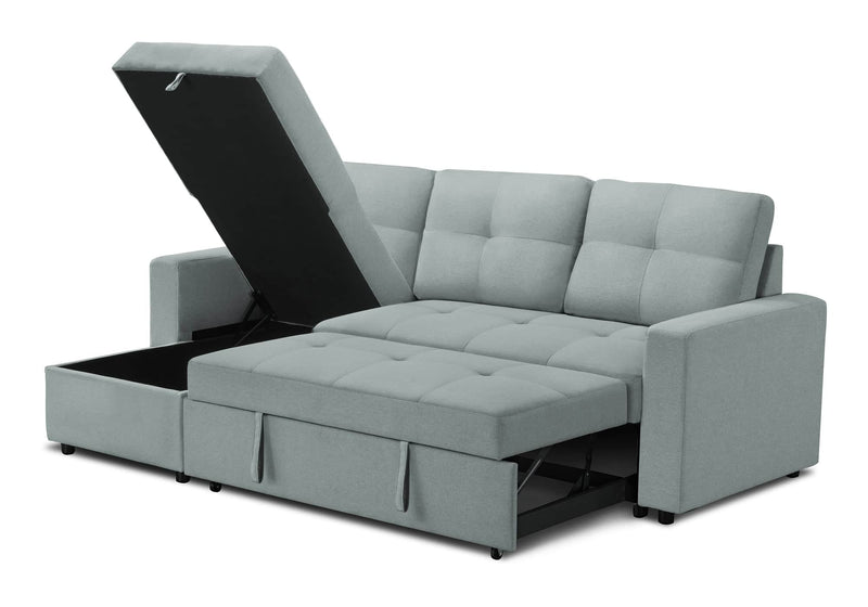 Urban Cali Sectional Sofa Blue Grey Venice 89.5" Wide Sleeper Sectional Sofa Bed with Reversible Storage Chaise - Available in 5 Colours
