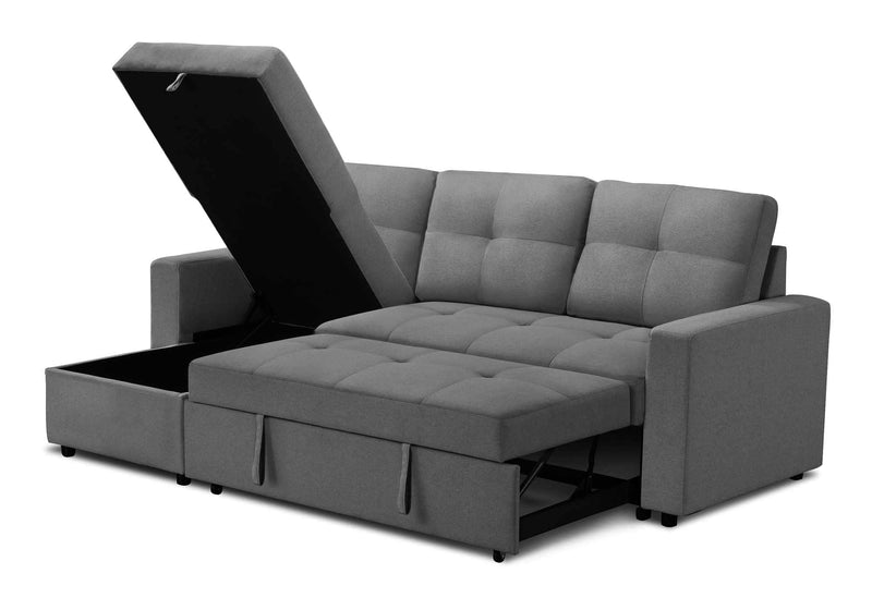 Urban Cali Sectional Sofa Charcoal Venice 89.5" Wide Sleeper Sectional Sofa Bed with Reversible Storage Chaise - Available in 5 Colours