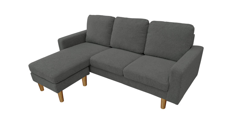 Urban Cali Sectional Sofa Grey Hillsborough 76" Wide Boucle Sectional Sofa with Reversible Chaise - Available in 3 Colours