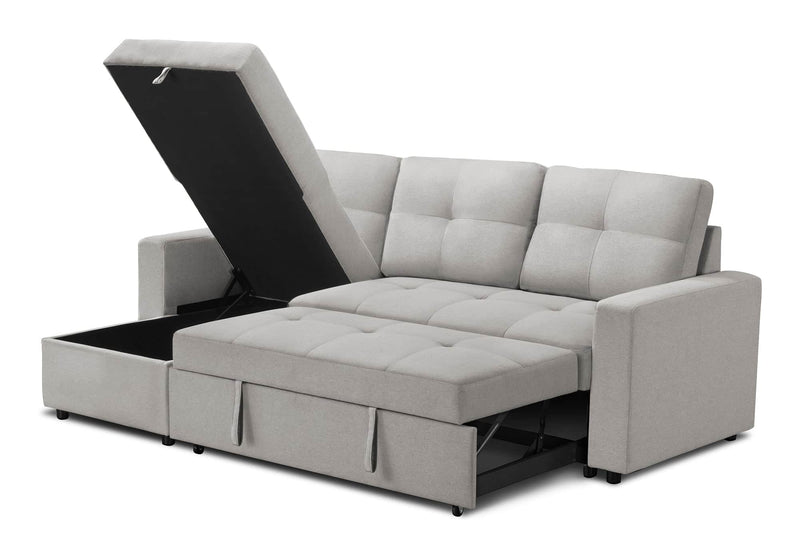 Urban Cali Sectional Sofa Grey Venice 89.5" Wide Sleeper Sectional Sofa Bed with Reversible Storage Chaise - Available in 5 Colours