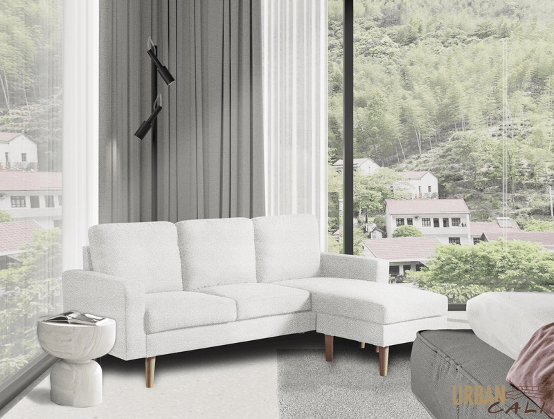 Urban Cali Sectional Sofa Hillsborough 76" Wide Boucle Sectional Sofa with Reversible Chaise - Available in 3 Colours