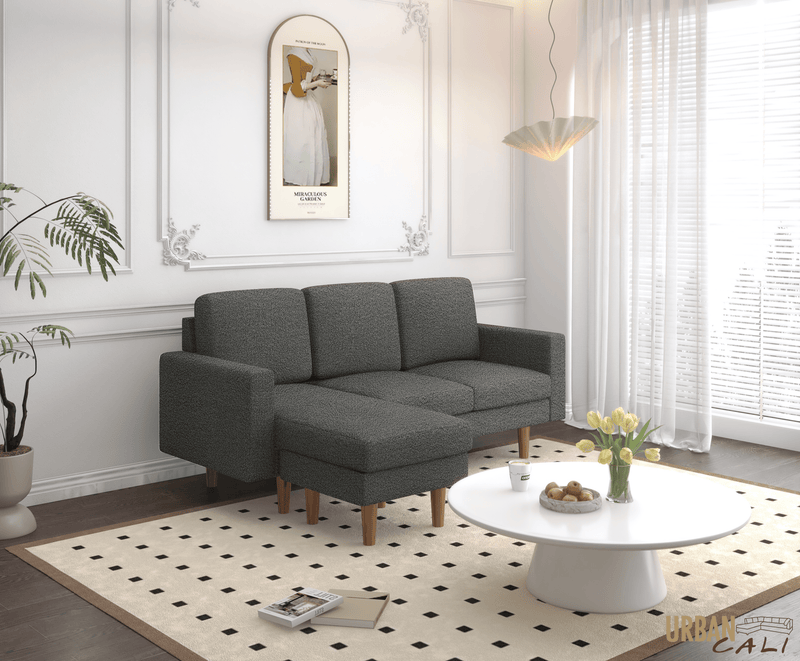 Urban Cali Sectional Sofa Hillsborough 76" Wide Boucle Sectional Sofa with Reversible Chaise - Available in 3 Colours